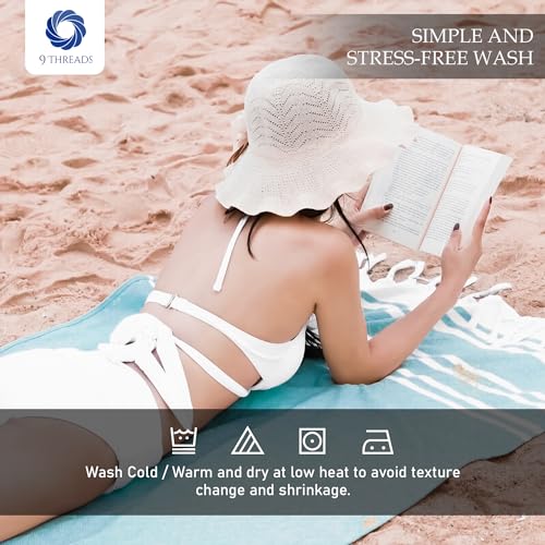 Cotton Turkish Beach Towel with Towels Oversized 36"x72" Pool Absorbent Extra Large Quick Dry Sand Travel Towel (Aqua Blue, 4 Pack) - color: Aqua Blue, size: 4 Pack