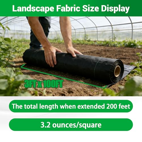 Weed Barrier Fabric Planting Cover - 3 x 100 FT Heavy Duty Landscape Fabric Ground Cover Block for Outdoor Planting - size: 3 x 100 FT