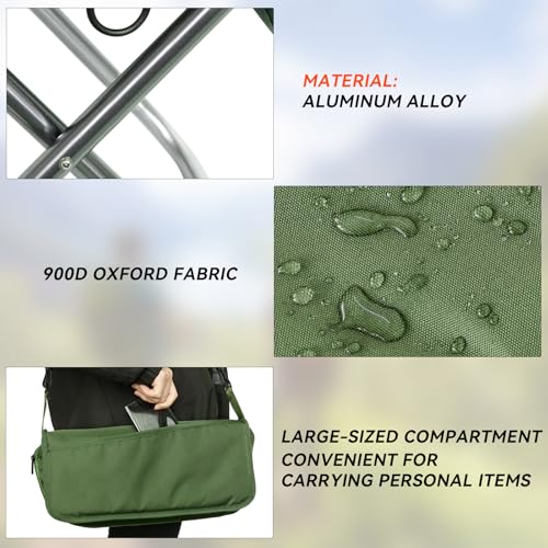 Camping Stool with Shoulder Strap,Ultralight Collapsible Handbag Style Stool,Pocket Portable Chair for Camping Travel Fishing Hiking Beach Backpacking Gardening Picnics-XL(Green) - color: Green, size: X-Large