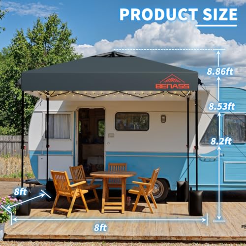 8x8 Pop Up Canopy, Easy Up Canopy Tent, Heavy Duty Tents for Parties, One Person Set Up Event Tent, Grey - color: Gray, size: 8x8