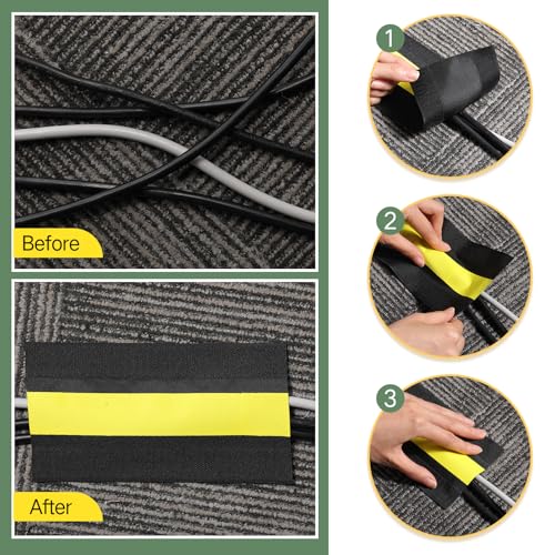 WILLBOND Carpet Cord Cover Cable Protector Floor Cover Cable Protector Management Only for Commercial Office Carpet(147.64 ft,Black and Yellow) - color: Black and Yellow, size: 147.64 ft