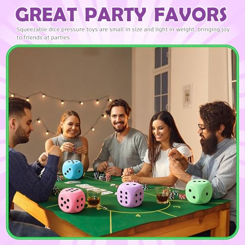 Zomiboo 4 Pcs Jumbo 4 Inch Foam Dice Set, Soft Stress Relief Toy for Kids & Adults, Colorful 6 Sided Giant Dice for Classroom Math, Family Board Games, Holiday Stocking Stuffers(Macaron Colors,Dot) - color: Macaron Colors, style: Dot