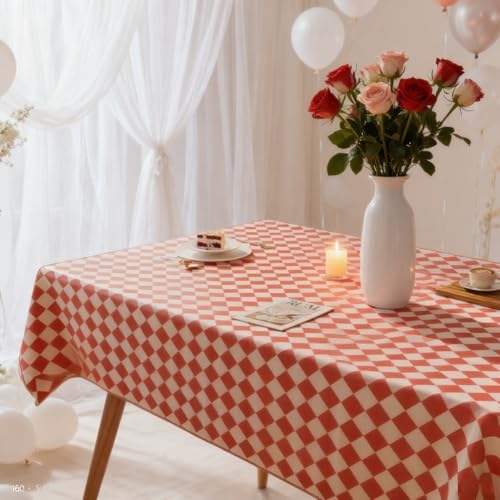 Waterproof Tablecloth, 6ft Table Cover Fitted for Picnic,Camping,Plastic Table Cloth, Heavy Duty Rectangle Tablecloth for Outdoor Party,Kitchen, Birthday, Wedding, Christmas,Decor-72x30inch-red - color: Red and White