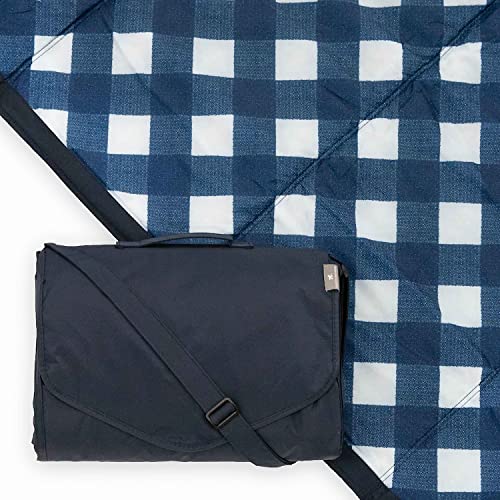 Little Unicorn 5'x10' XL Outdoor Family Picnic & Beach Blanket | Durable & Water-Resistant Fabric | Compact Fold & Easily Wipes Clean | Zipper Pocket (Navy Plaid) - color: Navy Plaid, size: 5 x 10