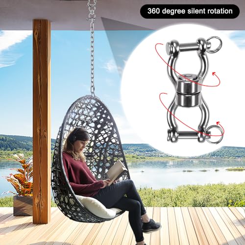 SELEWARE Silent Bearing Swing Swivel, 360° Rotational Device Hanging Accessory with Removeable Buckle for Tree Swing, Hammock Chair, Climbing Rope, Yoga, Kids Swing Swivel 1202LB Capacity - color: Swivel - Style B, 2 Pack