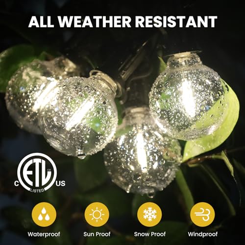 Yusist 200FT Solar String Lights Outdoor Waterproof with Remote,G40 Solar Powered String Lights with 60+3 LED Shatterproof Bulbs, Dimmable Solar Patio Hanging Lights for Outside Backyard Party - size: 200FT