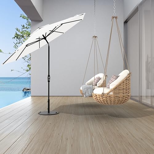 Midtown Umbrellas – The Swilt 8 Ft Patio Umbrellas with 360° Swivel & Tilt Mechanism, 8 Fiberglass Ribs & Terylast Polyester Fabric for Backyard, Deck, Pool & Cafes - Ivory Canopy, Black Pole - color: Terylast Ivory, size: 8 Feet