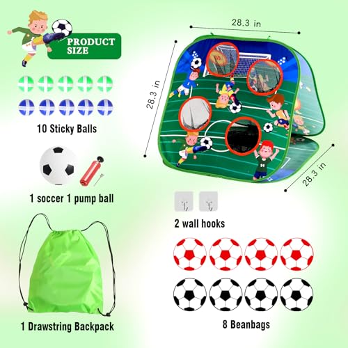 Bean Bag Toss Game Sets for Kids-3-in-1 Corn Hole Games for Kids,Kid Cornhole Game Set,Outside Backyard Outdoor Indoor Party Family Bean Bags Kid Tossing - color: Soccergoal