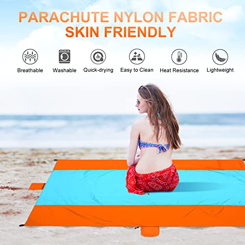 Beach Blanket Waterproof Sandproof Beach Mat 10 x 9ft Extra Large Quick Drying Oversized Lightweight Sand Free Outdoor 120"×108" Picnic Blanket for Vacation Camping Hiking - color: Orange