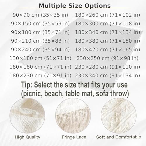 Extra Large Picnic Blankets, White Beach Blanket for Photoshoot, Woven Cotton Yarn Oversized Blanket with Fringe, Machine Washable, for Camping, Beach, Lawn, Wedding, Picnic, and Table Runners - color: Green, size: 4'11" x 2'11" (Square)