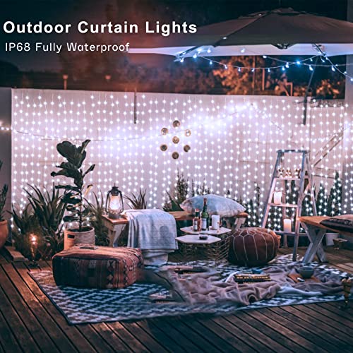 ZAIYW Dual Color Curtain Lights 20ftx10ft 600 LED Christmas Curtain Lights with Remote Plug, Connectable Lights Curtain for Bedroom Patio Wedding Xmas Decor (Cool White & Multicolor) - color: Cool White & Multicolor, size: 20Ft x 10Ft