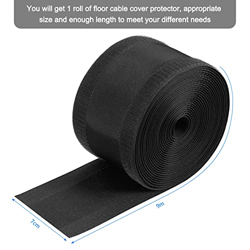 Syhood Cord Cover Floor Cable Protector Carpet Wire Cover Floor Cable Management for Office Carpet Organized and Protect(2.8 Inch X 30 Feet,Black) - color: Black, size: 2.8 Inch X 30 Feet