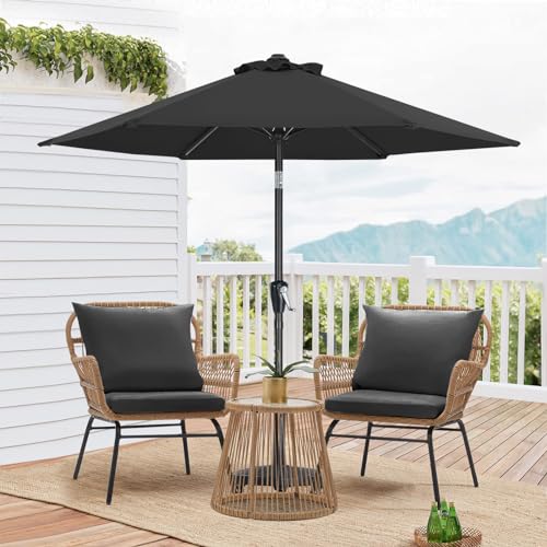 MASTERCANOPY 7.5FT Patio Umbrella with Push Button Tilt and Crank, Outdoor Market Umbrella with 6 Sturdy Ribs, UV Protection & Waterproof for Garden, Deck, Backyard, Pool (Dark Gray) - color: dark gray, size: 7.5FT