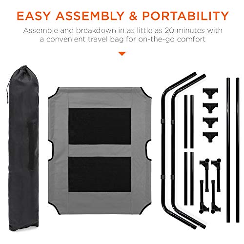 Best Choice Products 36in Elevated Cooling Dog Bed, Outdoor Raised Mesh Pet Cot w/Removable Canopy Shade Tent, Carrying Bag, Breathable Fabric - Gray - color: Gray, size: 36in