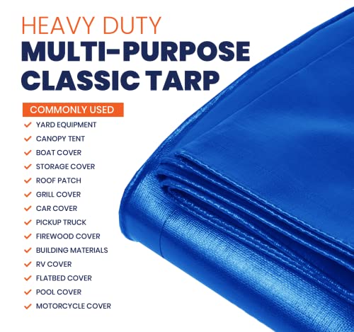Heavy Duty 7 Mil Tarp Cover, Waterproof, UV Resistant, Rip and Tear Proof, Poly Tarpaulin with Reinforced Edges for Roof, Camping, Patio, Pool Cover, Boat (Blue 6′ X 8′) - color: Blue-7 Mil, size: 6′ X 8′