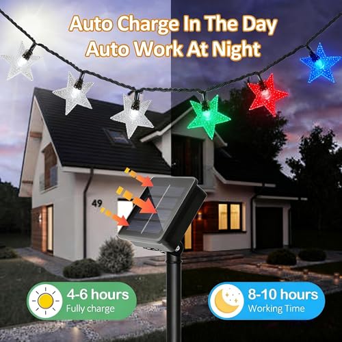 Twinkle Solar Star String Lights Outdoor Waterproof Fairy Lights 39FT 100 LED with 8 Lighting Modes for Camping Garden Wedding Party Tree Holidays Backyard Patio(Multicoloar) - color: Multicolor