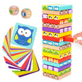 Nene Toys Wooden Tumble Tower Game with Animals & Colors, 4-in-1 Educational Family Board Game for Kids Ages 3-9, Creativity & Cognitive Skills Booster - Gift for Boys Girls 3+ Years - style: Animals