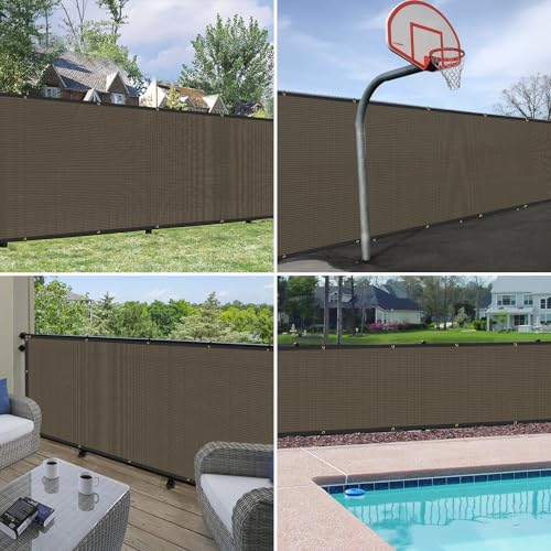 Windscreen4less Privacy Fence Screen Heavy Duty Windscreen Fencing Mesh Fabric Shade Net Cover with Brass Grommtes for Outdoor Wall Garden Yard Pool Deck, 8'x10' Brown