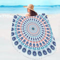 Violet Mist Purple Mandala Round Beach Blanket 60" Hippie Boho Microfibre Beach Towel Throw with Fringe Large Sand Free Circle Beach Blanket with Tassels for Women Travel Swimming Pool Picnic Towel - color: Mandala