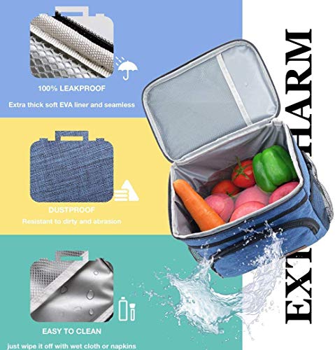 ExtraCharm Insulated Lunch Bag for Women/Men - Reusable Lunch Box for Office Picnic Hiking Beach - Leakproof Cooler Tote Bag Organizer with Adjustable Shoulder Strap for Adults - Grey - color: Classic Grey