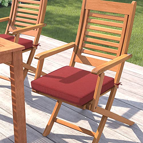 Magpie Fabrics Indoor Outdoor Waterproof Square Chair Cushion, 18" x 18" x 2.5", 2 Pack, Water Resistant Seat Cushions, for Patio Garden Office, Dark Red - color: Dark Red