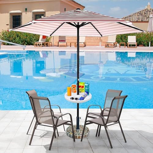 AMMSUN 13" Beach Umbrella Table Tray for Beach, Patio, Garden, Swimming Pool with Cup Holders, Snack Compartments White - color: A White