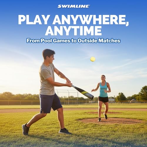 SWIMLINE Neoprene Pool & Beach Accessory for Active Group Play, Backyard Games, and Water Sports – Waterproof Soft Baseball & Bat Set, Black & Yellow - style: Neoprene Pool Baseball & Bat Set