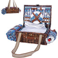 Neti Neti Wicker Picnic Basket for 2 Boho with Insulated Cooler & Waterproof Blanket – Large Willow Picnic Hamper for Outdoor, Camping, Beach, Romantic Dates, Valentine’s Day - color: Boho 2