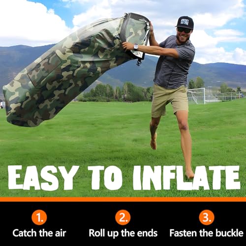 AlphaBeing Inflatable Lounger Beach Chair Accessories, Air Sofa Hammock Inflatable Couch for Camping Backyard Lakeside with Compression Sacks, Ideal Outdoor Gifts for Adults - color: Camo Green