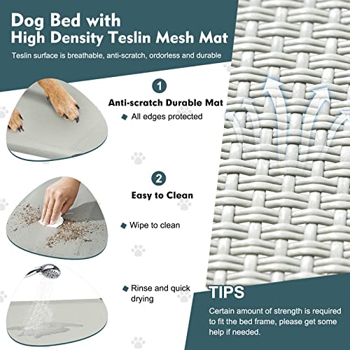 Upgraded Elevated Dog Bed with Canopy, Portable Raised Outdoor Dog Bed with Stable Anti-Slip Feet, Removable Wider Shade, Raised Dogs Cot for Large Pets Camping, Indoor & Outdoor Use - color: Dog Canopy-Grey, size: 50.0"L x 32.0"W x 42.5"Th
