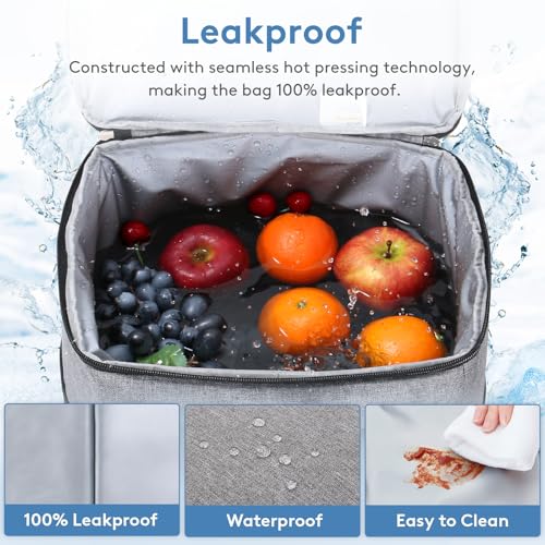 Lifewit Cooler Bag 30/50/60 Cans Collapsible and Insulated Large Lunch Bag Leakproof Soft Cooler Portable Tote for Camping/BBQ/Family Outdoor Activities - color: Gray, size: 60-Can(40L)