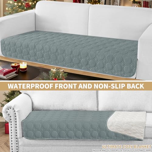 ZNSAYOTX Ultimate Cozy Blankets (30"x53") 100% Waterproof Sofa Mat Blanket for Dog Pets, Bed Couch Protector with Non-Slip Back Washable Durable, Pee Scratch Proof Easy to Clean (Dark Grey) - color: Dark Grey, size: 30x53 Inch