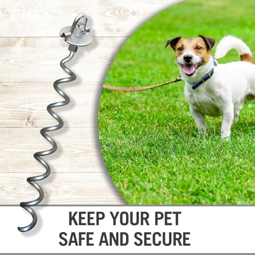 Spiral Ground Anchor - Heavy Duty Screw in Spiral Stakes, Folding Ring Ground Stakes for Securing Dogs, Tents, Trampolines, Canopies, Swing Sets, 8-Pack
