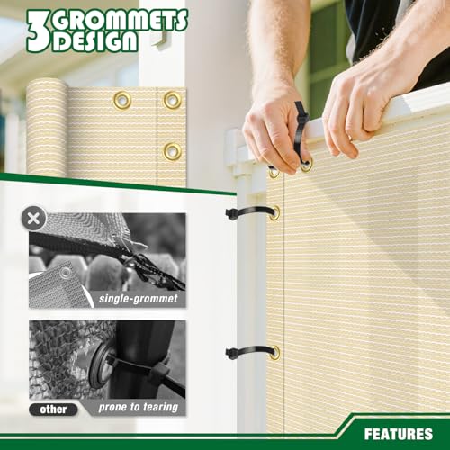 2.5'x1' Balcony Privacy Screen Fence Panels Outdoor Deck Shade Fencing, Apartments Railing Cover UV Protection Outside Screen for Patio Porch, Beige - color: Beige, size: 2.5'x1'