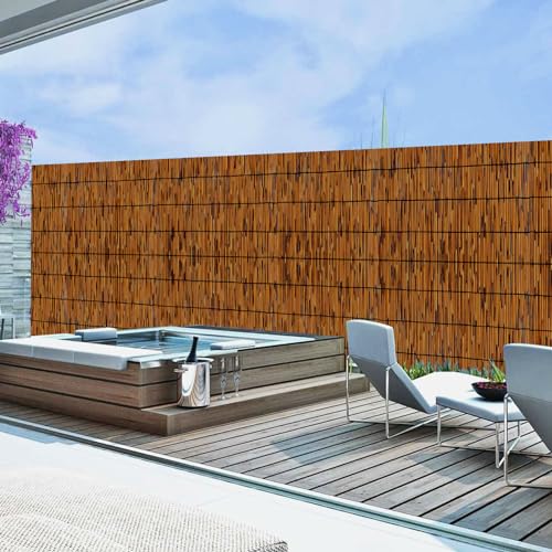 Natural Reed Fencing, 2.6FT X 6.6T Reed Screen Balcony Reed Fence Bamboo Screen Fencing for Outdoor Backyard Patio（Brown） - size: 1 Pack 2.6FT×6.6FT