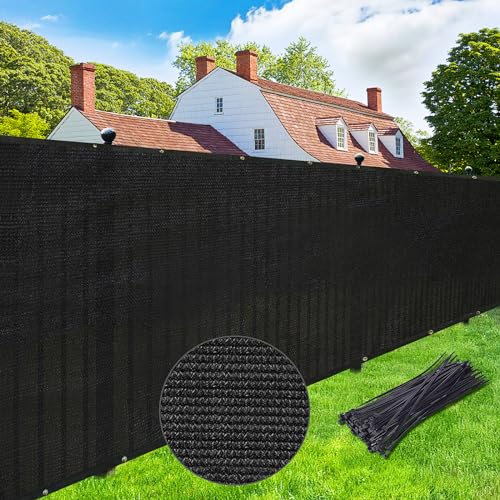 UPGRADE Privacy Screen 6' x 50' Fence Commercial Shade Cover with Brass Grommets Heavy Duty Perfect for Outdoor Back Yard, Black, Customizable - color: Black, size: 0 6' X 5 0'