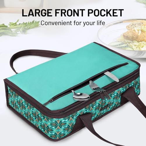 MIER Insulated Casserole Carrier for Hot or Cold Food Thermal Food Carrier Bag for Lasagna Potluck Parties Picnic Cookouts, Fits 9"x13" Baking Dish/Foil Pan, Teal - color: Teal, size: 16 x 10 x 4 inches