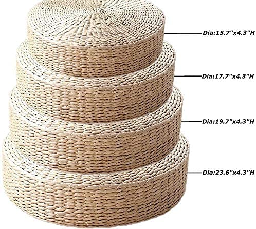 HUAWELL 2 Pack Super Bigger Size Tatami Floor Pillow Sitting Cushion, Round Padded Room Floor Straw Mat for Outdoor Seat Dia: 60CM (23.6) - style: 23.6 Inch