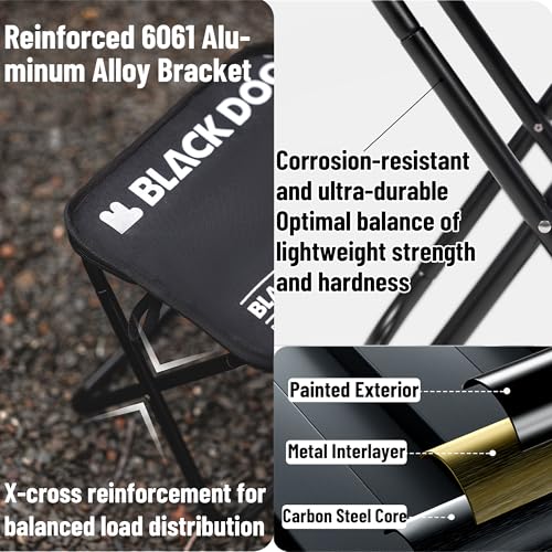 windhike Blackdog 11in Ultralight Camping Folding Stool - 0.7lb Compact Camping Chair, 265lb Capacity Aluminum Alloy X-Frame for Hiking, Fishing BBQ Portable Small Stool for Adults (Pro - Khaki) - color: Pro - Khaki