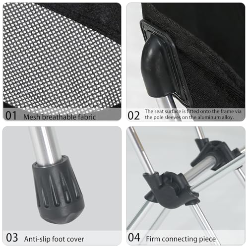 Wind Tour Portable Camping Chair Lightweight Foldable Outdoor Chair for Hiking Camp Backpacking Lawn Beach Fishing Picnic with Carry Bag (Silver - Ultra Light) - color: Silver - Ultra Light