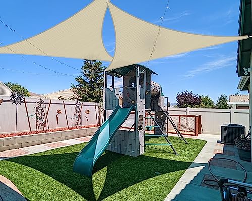 Coarbor 2' x 2' x 2' Sun Shade Sail Canopy Sunshade Outdoor Heavy Duty Triangle Fabric Cloth Screen for Patio Garden Yard Deck Pergola Canopy (Beige) - color: Beige, size: 2'x2'x2'