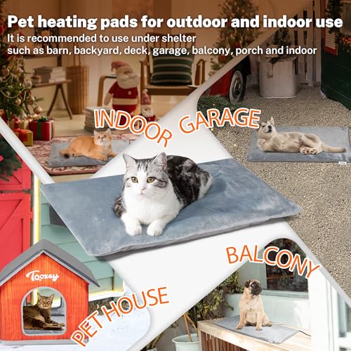 Toozey Outdoor Pet Heating Pad 28x16in, Extremely Waterproof Heated Bed for Dogs and Cats, Thermostatic Control, Chew-Resistant Cord, Soft Electric Blanket with Overheat Protection - size: M: 28" x 16"