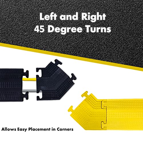 Kable Kontrol Drop Over Floor Cord Cover – 45 Degree Left Turn 1 Channel Cable or Wire Protector – Rubber Ramp Turn for Indoor and Outdoor Use – Yellow - color: Yellow, size: 1 Channel - Left Turn