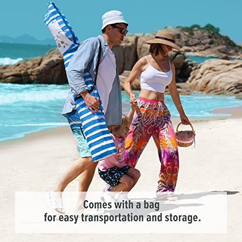 Qipi Beach Cabanas for Sand, Beach Canopy with Sandbags & Side Wall for Family, Easy Set Up Sun Shelter, UPF 50+ UV Protection with Roof Vent - color: 6' x 6' Siesta Beach