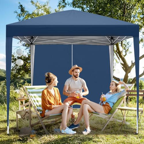 VINGLI 10x10 Pop Up Canopy Tent with Sidewalls, Outdoor Gazebo Canopy Tent, Patio Event Tents Outdoor Event Shelter for Parties (Blue) - color: Blue, size: 10x10