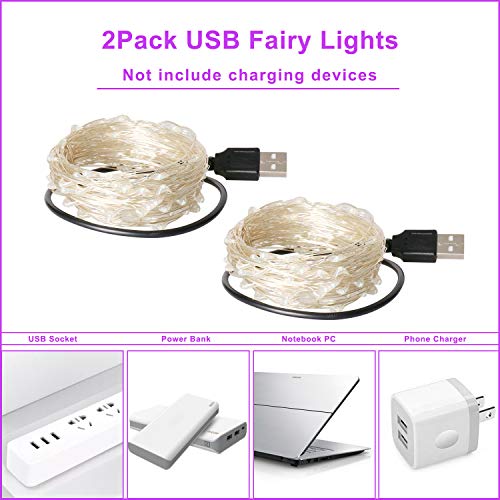 Blingstar USB Powered Fairy Lights, 2 Pack 33Ft 100 LED, Flexible Silver Wire, Mini String Lights for Christmas Tree/Halloween/Bedroom/Camping/Holiday Decoration, Purple - color: Purple