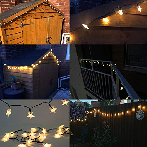 50ft 120 LED Solar Star Fairy Lights, Outdoor Decorative Solar String Lights, Waterproof Ambiance Lighting for Patio Deck,Camper,Gazebo,Girls Themed Room,Garden,Porch,Bush Decor,Warm White - color: Warm White