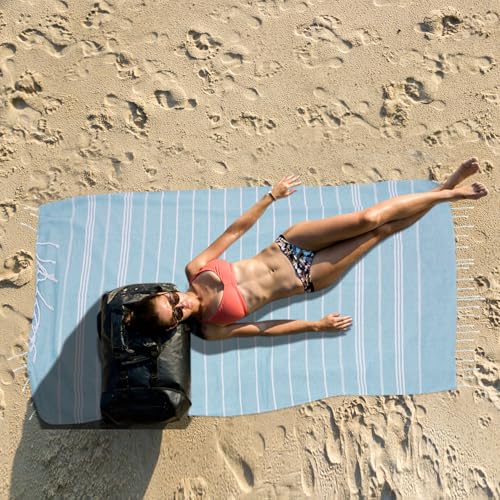 YSYJ 12 Pack Turkish Beach Towel Oversized Beach Towels 36"x71"Turkish Towel Soft Sand Free Quick Dry Lightweight Beach Towel Bath Towels Blue - color: Blue, size: 36"x71"- 12 Pack