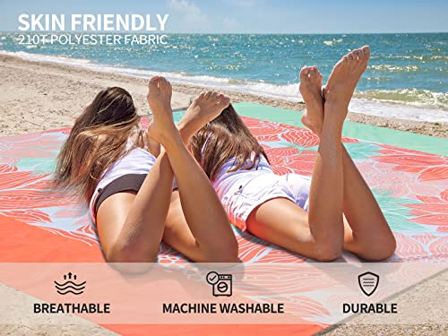 HIHOHO Beach Blanket Waterproof Sandproof Extra Large Beach Mat 79" X 83"/120"x108"for 1-8 Adults Quick Drying Durable Outdoor Picnic Mat for Beach Travel Camping Hiking - color: Pink Flower, size: 79" X 83"（1~3 person）