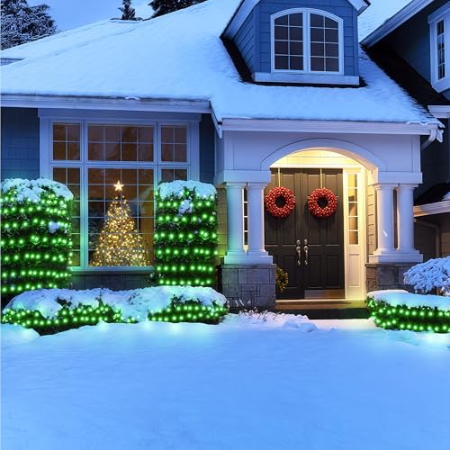BlcTec Outdoor Christmas Lights 360 LED 9.8ft x 6.6ft Christmas Net Lights with 8 Modes, UL Certified, Timer, Connectable, Waterproof for Trees, Bushes, Shrub, Yard Outdoor Xmas Decorations, Green - color: Green, size: 360LED